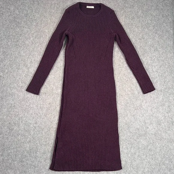 Marine Layer Ribbed Purple Marnie Wool Blend Sweater Midi‎ Dress Women Size M - Picture 1 of 7